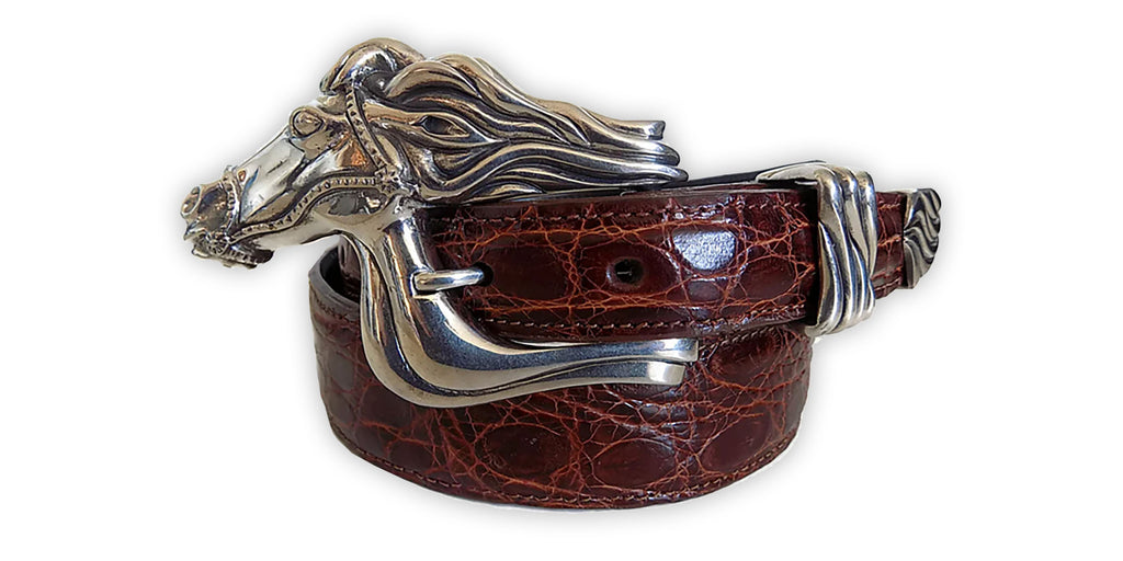 1” ARABIAN RACEHORSE 3 Piece Buckle Set in .925 Sterling Silver - AL BERES