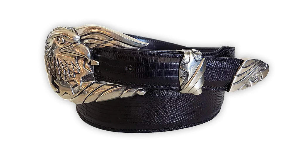 AL BERES 1” FREEDOM EAGLE 3 Piece Buckle Set in .925 Sterling Silver. - AL BERES