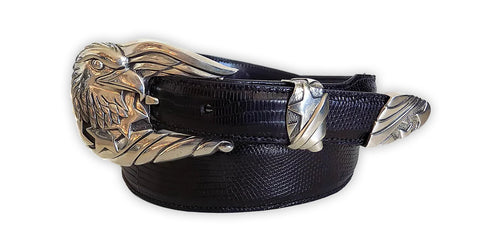 AL BERES 1” FREEDOM EAGLE 3 Piece Buckle Set in .925 Sterling Silver. - AL BERES