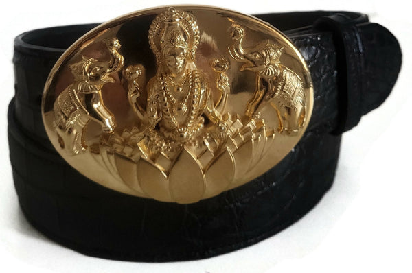 1.5" Hindu LAKSHMI Belt Buckle in 18kt Gold Vermeil over .925 Sterling Silver - AL BERES