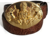 1.5" Hindu LAKSHMI Belt Buckle in 18kt Gold Vermeil over .925 Sterling Silver - AL BERES