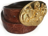 1.5" Hindu LAKSHMI Belt Buckle in 18kt Gold Vermeil over .925 Sterling Silver - AL BERES