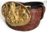 1.5" Hindu LAKSHMI Belt Buckle in 18kt Gold Vermeil over .925 Sterling Silver - AL BERES