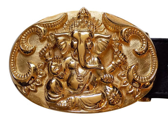 1½” Oval HINDU GANESHA Buckle in 18kt Gold Vermeil over .925 Sterling Silver - AL BERES