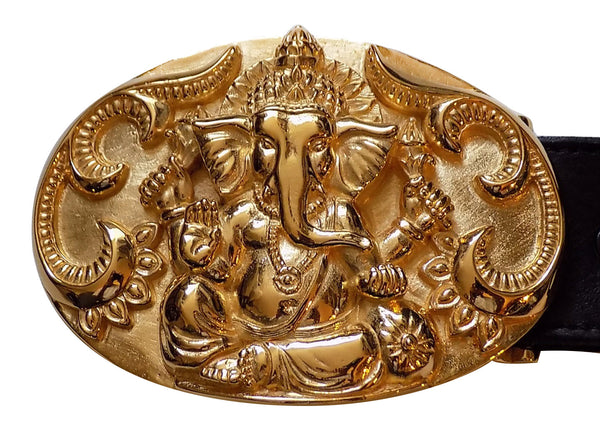 1½” Oval HINDU GANESHA Buckle in 18kt Gold Vermeil over .925 Sterling Silver - AL BERES