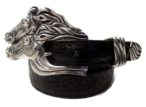 1” TRIPLE CROWN RACE HORSES 3 Piece Buckle Set in .925 Sterling Silver - AL BERES