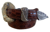 1” ALLIGATOR 3 Piece Buckle Set in .925 Sterling Silver - AL BERES