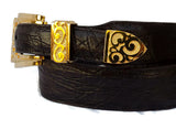 1” FILIGREE 3 Piece Buckle Set in 18kt Gold Vermeil over .925 Sterling Silver - AL BERES