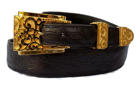 1” FILIGREE 3 Piece Buckle Set in 18kt Gold Vermeil over .925 Sterling Silver - AL BERES