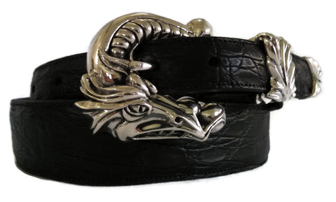 1” DRAGON 3 Piece Buckle Set in .925 Sterling Silver - AL BERES
