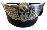 1½” SKULL HEAD "Buckle Only" with a Scroll Back Plate in .925 Sterling Silver - AL BERES
