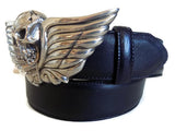 1½” SKULL HEAD "Buckle Only" with a Scroll Back Plate in .925 Sterling Silver - AL BERES