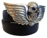 1½” SKULL HEAD "Buckle Only" with a Scroll Back Plate in .925 Sterling Silver - AL BERES